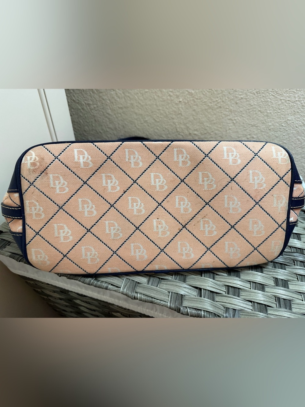 Dooney & Bourke Peach and Navy Monogram Shoulder Bag - Picture 11 of 16